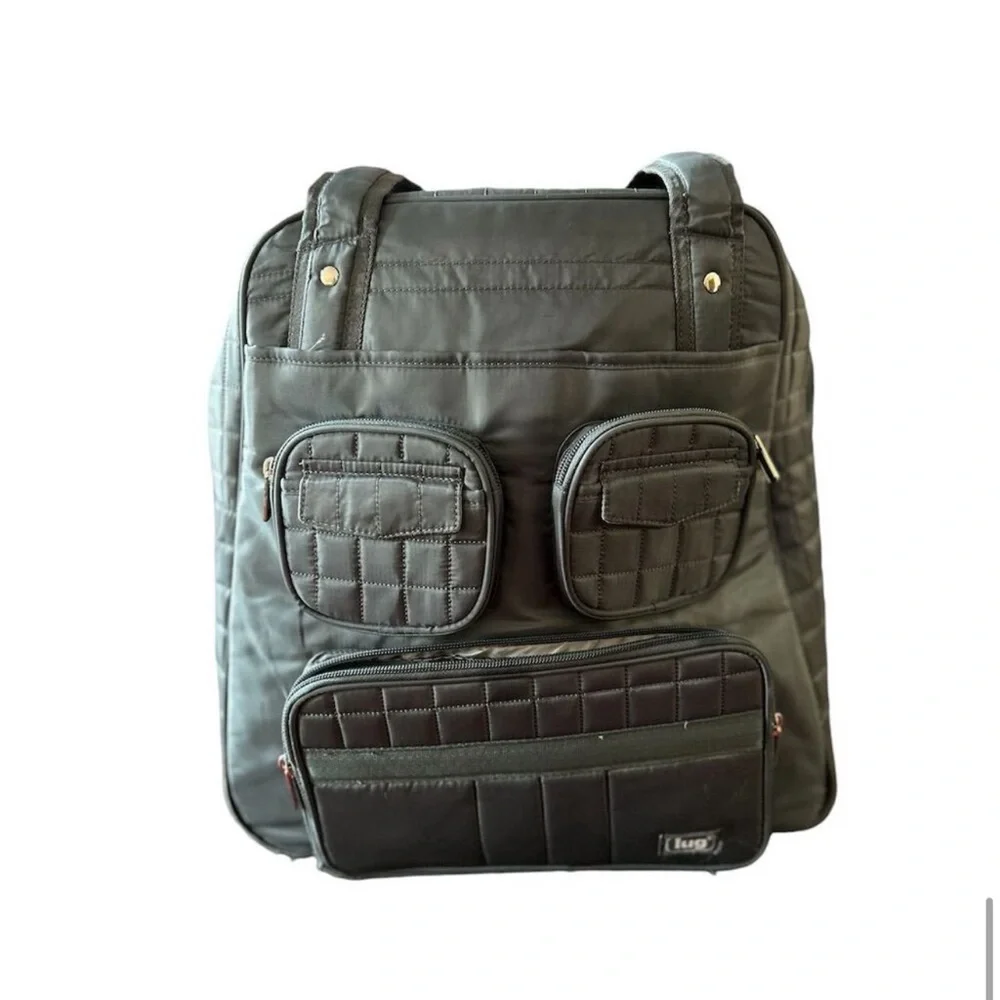 Lug Bag Lug‎ grey Quilted Puddle Jumper Multi Pocket Travel Gym Bag Unisex